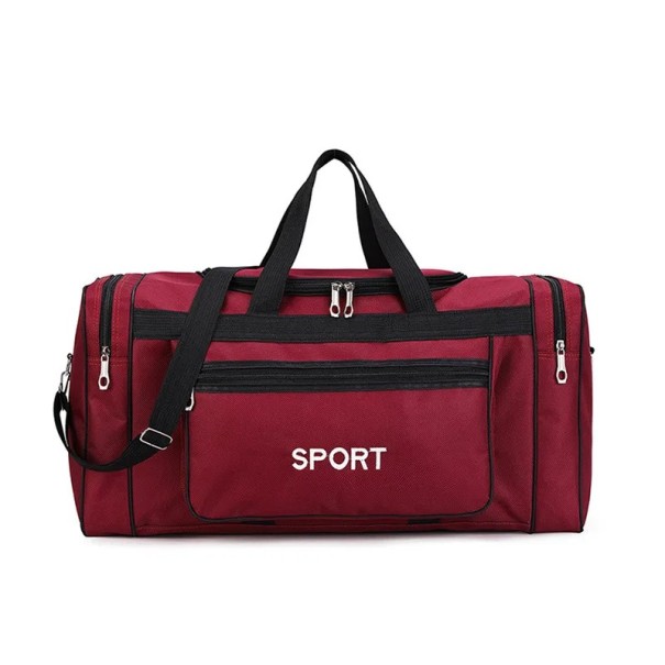 Nylonová cestovní sportovní taška přes rameno 60 x 24 x 31 cm Velká lehká taška na trénink Gym fitness bag Zavazadlo s popruhem na rameno červená