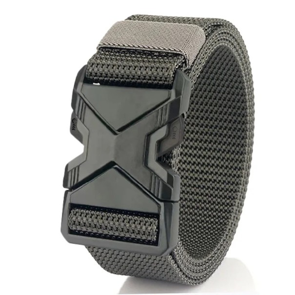 Nylonový pletený pánsky opasok 125 x 3,8 cm Priedušný športový opasok s prackou Nastaviteľný ľahký opasok k džínsom Kraťasom Uniformám sivá