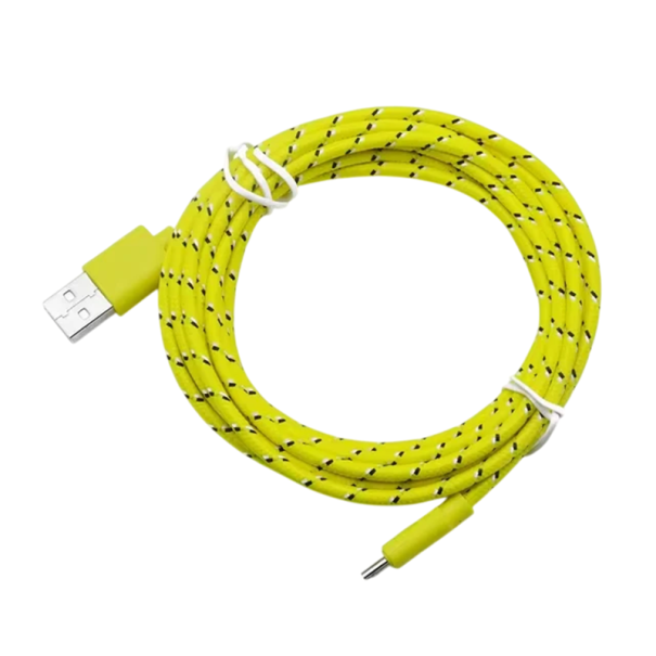 Nylonový rychlonabíjecí Micro USB a USB A kabel 50 cm pro nabíjení a datový přenos 2,4A krátký odolný pletený kabel na cesty žlutá