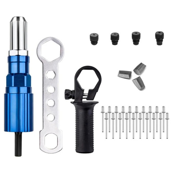 Nýtovací pistole adaptér 1000 ot/min 15 Nm délka 160 mm uhlíková ocel modro černá pro vrtačku a nýtování 1