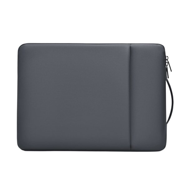 Obal na notebook 13 palců polstrovaný 33 x 24 cm s uchem a zipem po straně i přední kapsou na myš a kabely do batohu i do ruky tmavě šedá