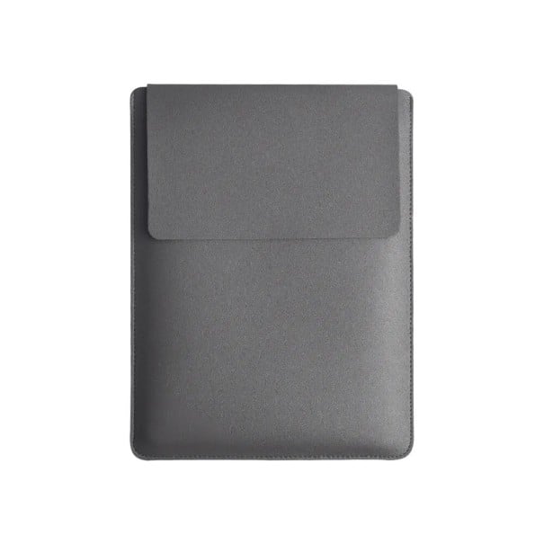 Obal na notebook 14" s funkcí podložky pod myš 34 x 25,5 cm umělá kůže a měkká plyšová podšívka do kanceláře do školy i na cesty šedá