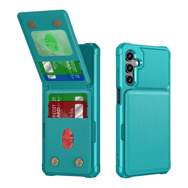 Obal se stojánkem na Samsung Galaxy A55 Zadní klopa s kapsou na karty Zpevněné rohy Ochranný rám objektivů Kryt na mobil na každý den zelená