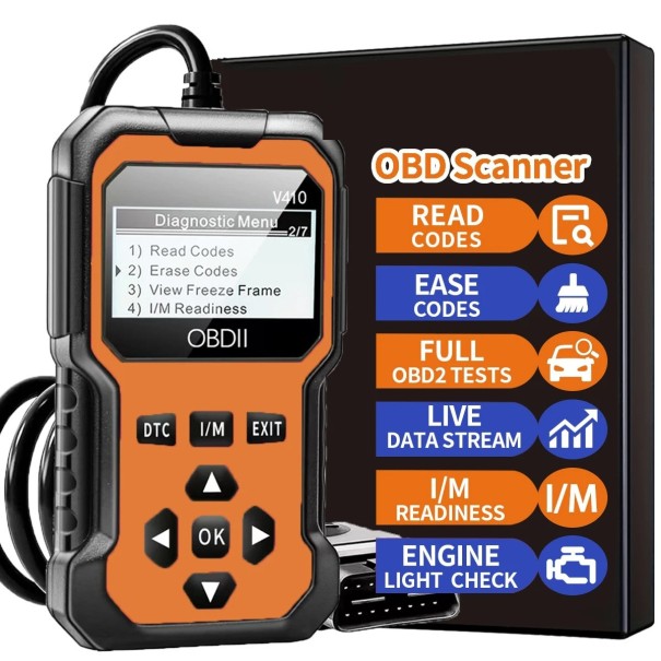 OBD2-felkodsläsare för bilar och lastbilar Bluetooth Elm327 iOS Android ABS SRS Real Data Chip V410 orange