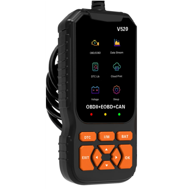 OBD2-felkodsläsare med färgdisplay och batteritest, emissionsberedskapsläge, sparad bild, verkliga data, V520 1