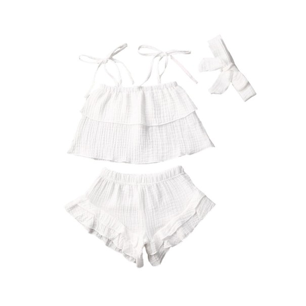 Oberteil und Shorts für Mädchen L1260 weiß 3