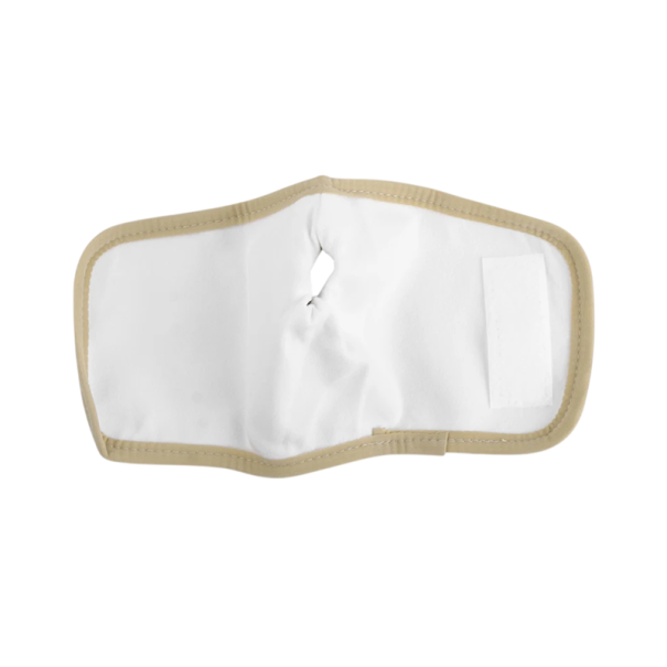 Obklad na zápěstí pro zábaly s ricinovým olejem na bolesti kloubů rozměr 28 x 13,5 cm uchycení na suchý zip béžový textilní návlek na ruku 1