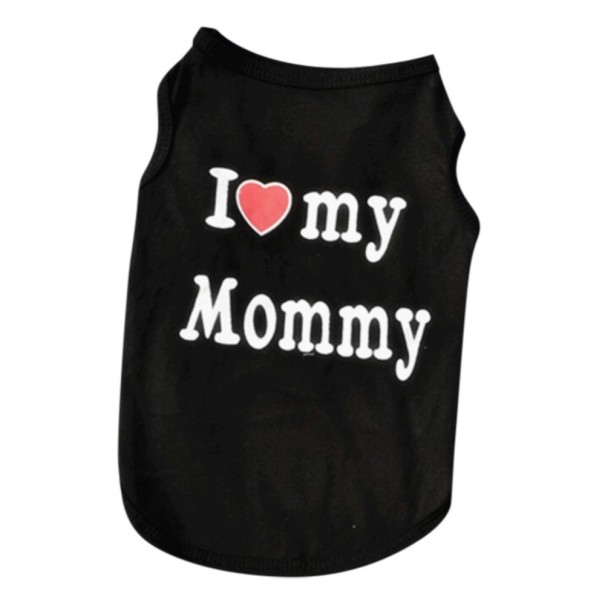 Obleček pro kočku I LOVE MY MOMMY, I LOVE MY DADDY černá XS I love my mommy