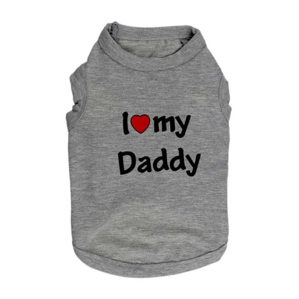 Obleček pro kočku I LOVE MY MOMMY, I LOVE MY DADDY šedá XS I love my daddy