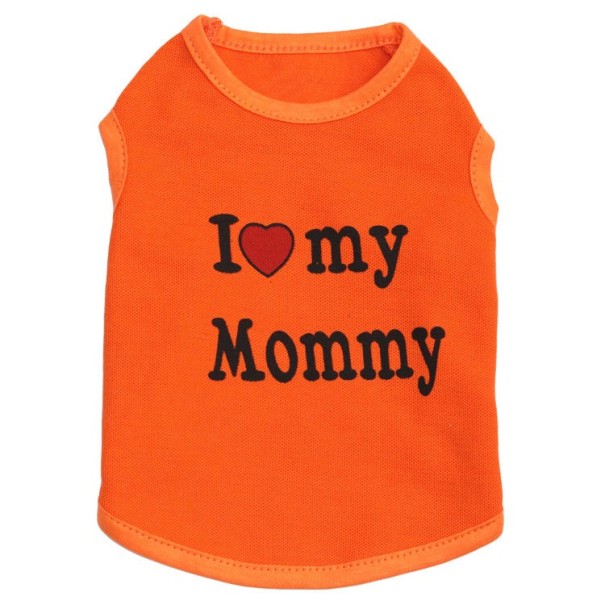 Oblek pre mačku I LOVE MY MOMMY, I LOVE MY DADDY oranžová XS I love my mommy