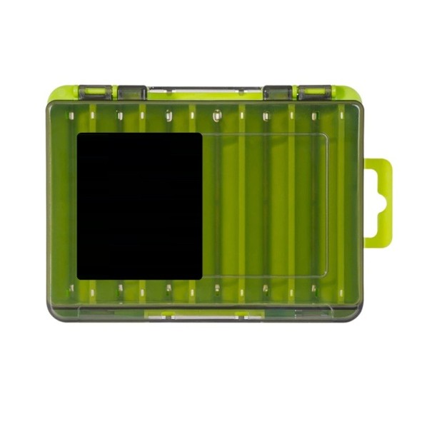 Oboustranný kompaktní plastový box na rybářské náčiní 14 x 10,5 x 3,2 cm Organizér na háčky, návnady a olůvka Přenosný úložný box na rybářské potřeby zelená