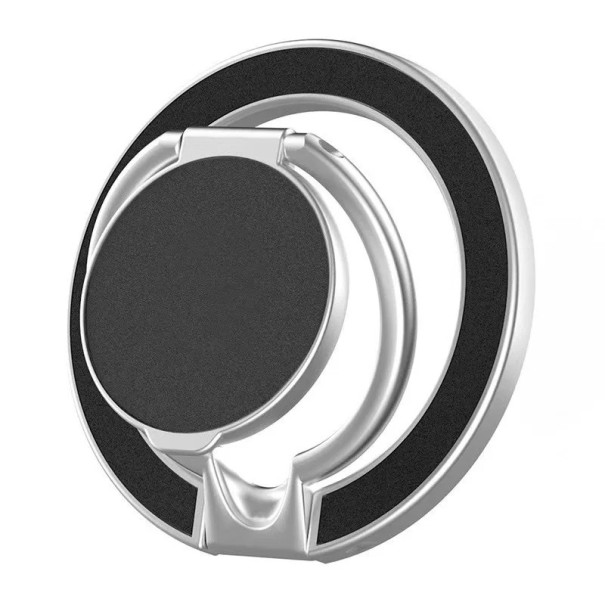 Oboustranný stojan na telefon s magnetickým kroužkem 5,7 x 5,8 cm Magnetický držák na mobil Univerzální stojánek na stůl i do auta stříbrná