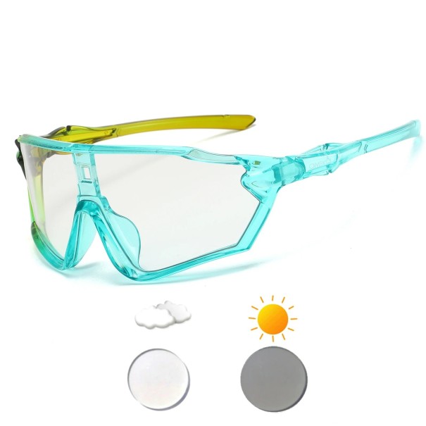Occhiali da ciclismo fotochromatici UV400 154 mm lenti in PC montatura colorata occhiali da sole sportivi per MTB e corsa verde