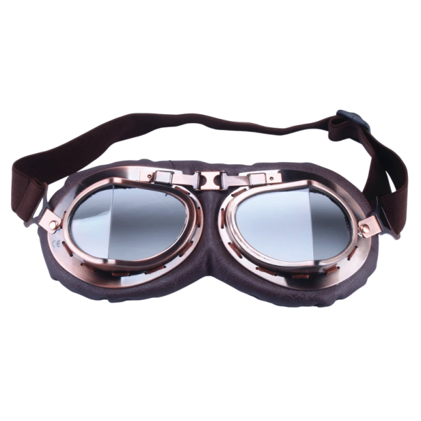 Occhiali da moto retro marroni 18 x 9 cm Lenti trasparenti PC Pelle artificiale ABS Occhiali protettivi per la guida in moto Stile vintage 1