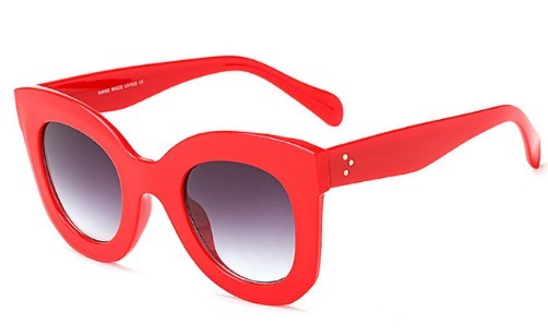 Occhiali da sole retro con ampie montature J2967 rosso