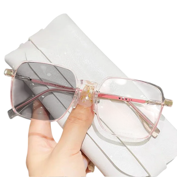 Occhiali quadrati fotocromatici con montatura in metallo e filtro per luce blu Protezione degli occhi durante il lavoro al monitor Design unisex elegante rosa