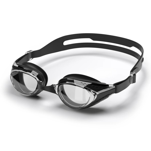 Occhialini da nuoto Taglia universale Telaio in silicone Protezione UV Occhialini sigillanti e comodi per nuotare in piscina e in acque libere nero