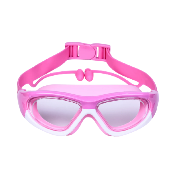 Ochelari de înot pentru copii din silicon, 14,5 x 5,5 x 18,5 cm, ochelari de apă cu dopuri pentru urechi, protecție pentru ochi, echipament de înot pentru copii roz