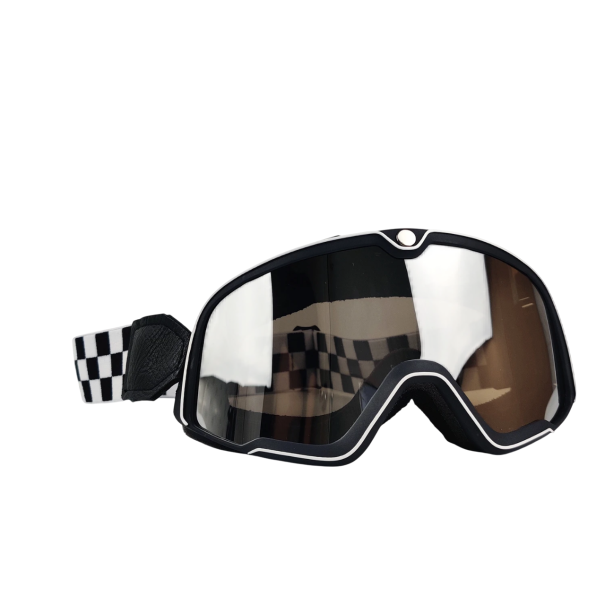 Ochelari de protecție pentru motocicletă cu lentile din PC argintii 20 x 9 cm, protecție UV, ochelari de protecție pentru motocicletă, stil vintage 1