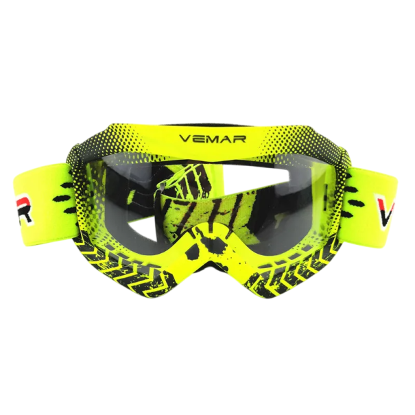 Ochelari de protecție pentru motocicletă pentru copii, 16 x 8,5 cm, sticlă transparentă din PC cu protecție UV, ochelari de protecție flexibili pentru motocicletă pentru copii, material TPEE, siguri de purtat galben