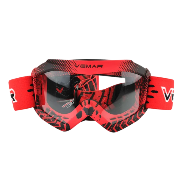 Ochelari de protecție pentru motocicletă pentru copii, 16 x 8,5 cm, sticlă transparentă din PC cu protecție UV, ochelari de protecție flexibili pentru motocicletă pentru copii, material TPEE, siguri de purtat roșu