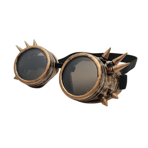 Ochelari de protecție pentru motocicletă Steampunk cu nituri metalice. Ochelari de protecție retro pentru motocicletă. Accesoriu elegant cu curea reglabilă și ramă durabilă. maro