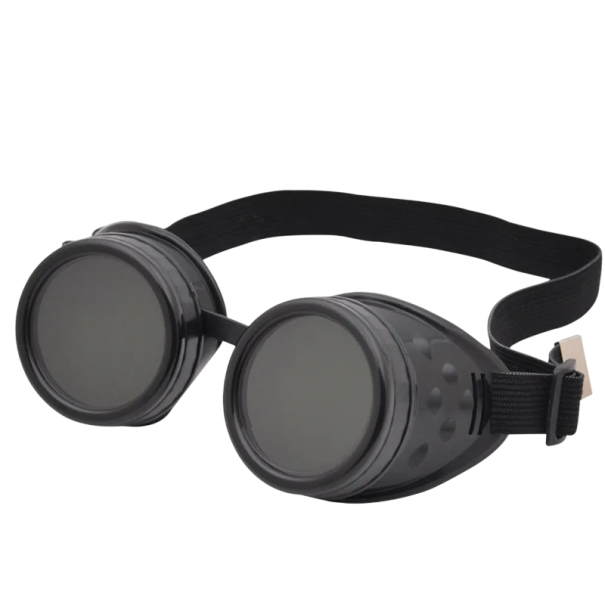 Ochelari de protecție pentru motocicletă Steampunk Ochelari de protecție retro cu detalii metalice Curea reglabilă Accesoriu elegant pentru motocicletă și cosplay negru