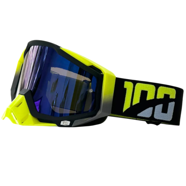 Ochelari de protecție pentru motociclete cu sticlă albastră 19 x 11 cm, protecție UV, ochelari din material TPU și PC, ochelari negru