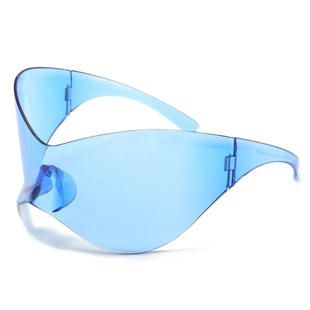 Ochelari de soare futuristici Ochelari de protecție supradimensionați Ochelari de soare supradimensionați Ochelari moderni rotunjiți Ochelari în formă de 16 x 9,5 x 7,5 cm albastru