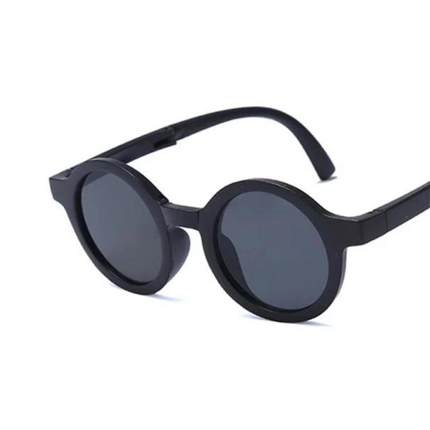 Ochelari de soare pentru copii pliabili rotunzi 129 x 115 mm pentru fete și băieți structură ușoară protecție UV ochelari stilati pentru copii negru