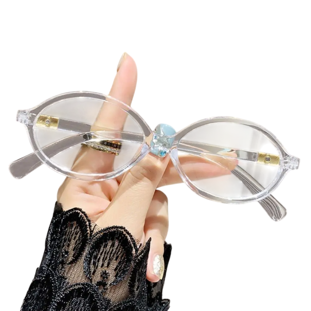 Ochelari retro ovali din plastic cu filtru de lumină albastră Ochelari eleganți împotriva oboselii ochilor Ramă transparentă pentru lucrul pe calculator și citit transparent