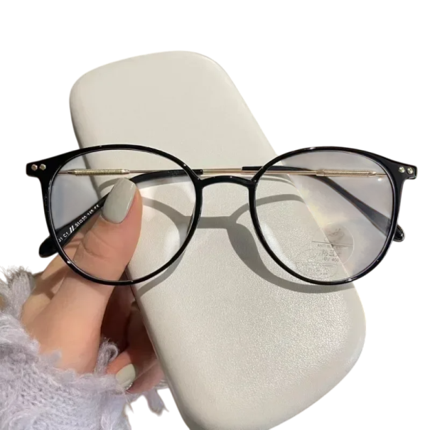 Ochelari rotunzi cu filtru de lumină albastră Brațe din titan Ramă din plastic Ochelari de calculator ușori și durabili Protecție pentru ochi Design elegant negru