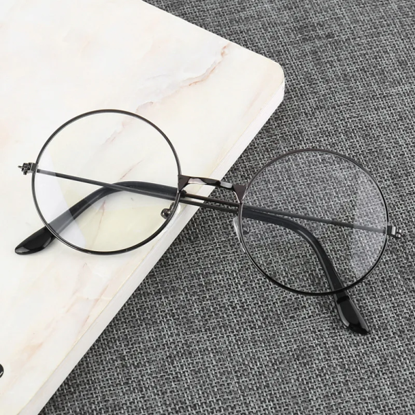 Ochelari rotunzi metalici cu filtru de lumină albastră, design elegant, ochelari de calculator, protecție pentru ochi, îmbrăcăminte de lucru și de agrement gri