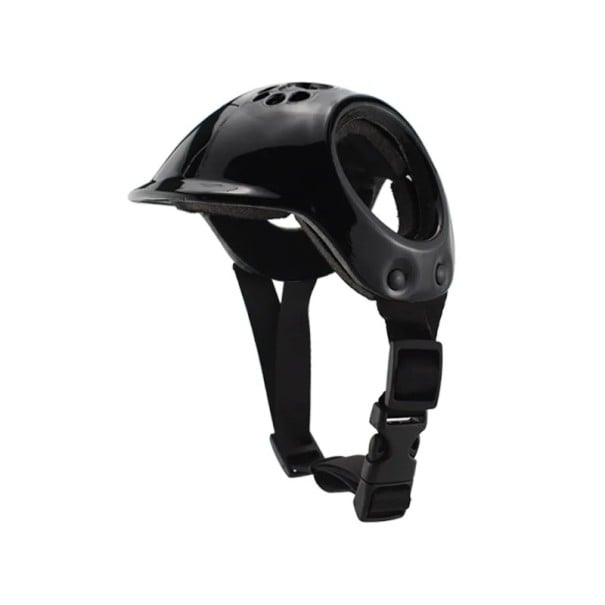 Ochranná helma pre psov s výplňou EPS obvod hlavy 34 cm otvory pre uši a ventilačnými otvormi nastaviteľný popruh prilba pre maznáčikov veľkosť L čierna