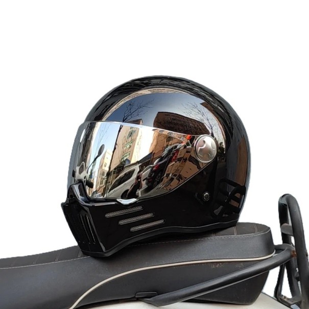Ochranná motocyklistická integrální helma s brýlemi Uzavřená s tmavým zorníkem Odolná ABS skořepina Na motorku skútr i chopper černá M
