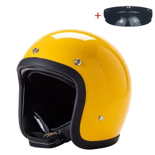 Ochranná motocyklová helma s okuliarmi Otvorená s mäkkým lemovaním Odolná ABS škrupina Unisex pre motorku skúter moped aj chopper žltá L