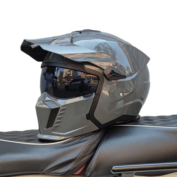 Ochranná motocyklová integrální helma Sklopný zorník a kšilt proti slunci Odolná ABS skořepina Pro motorku enduro skútr i čtyřkolku černá M