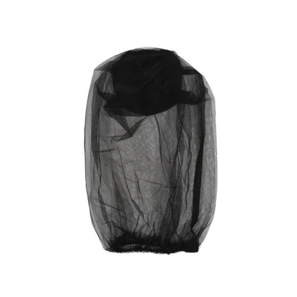 Ochranná síťka proti komárům na hlavu s elastickým páskem 50x40 cm nylonová moskytiéra pro kempování rybaření turistiku černá