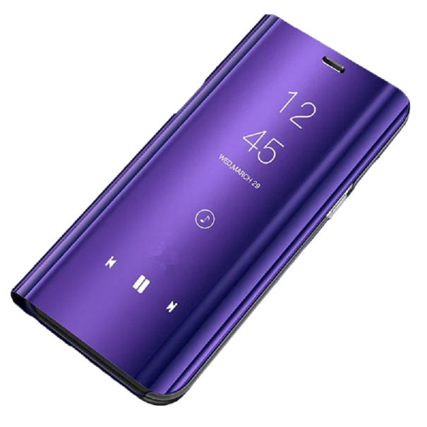 Ochranné flipové pouzdro se zrcadlovým efektem na Samsung Galaxy Note 9 fialová