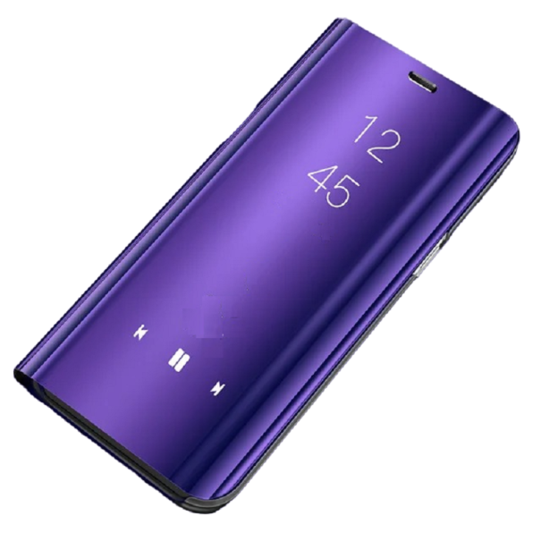 Ochranné flipové púzdro so zrkadlovým efektom na Samsung Galaxy A14 5G fialová