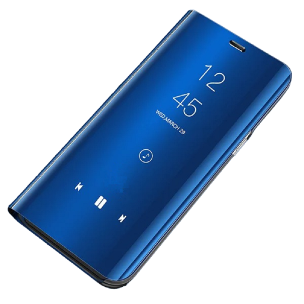 Ochranné flipové púzdro so zrkadlovým efektom na Samsung Galaxy S9 Plus modrá