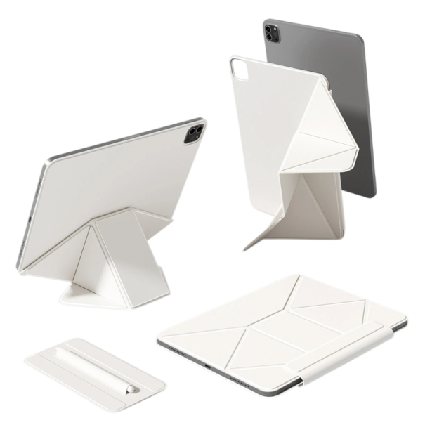 Ochranné pouzdro Folio na tablet iPad Pro 11in M4 M5 dynamický origami stojánek s držákem na stylus z umělé kůže na práci a studium béžova
