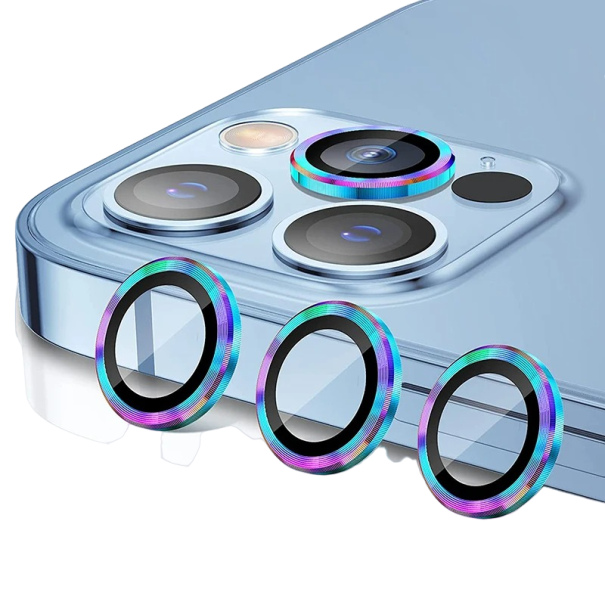 Ochranné sklo na zadní kameru pro iPhone 14 / 14 Plus / 15 duhová