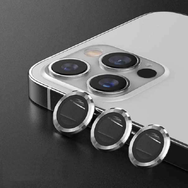 Ochranné sklo na zadnú kameru pre iPhone 13 Pro / 13 Pro Max strieborná