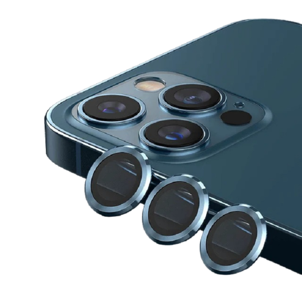 Ochranné sklo na zadnú kameru pre iPhone 15 Pro modrá