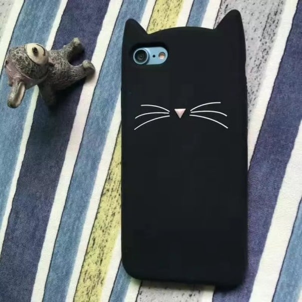 Ochranný kryt na iPhone s 3D mačkou J2927 čierna X