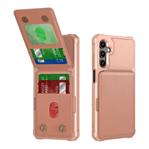 Ochranný kryt na Samsung Galaxy A17 S s držakom na karty Odklápacia chlopeň ako stojan Zpevnené rohy Ochrana fotoaparátu Obal na mobil ružová