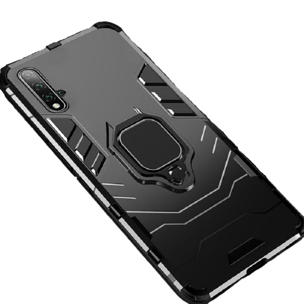 Ochranný kryt pre Honor 9X s kovovým krúžkom čierna
