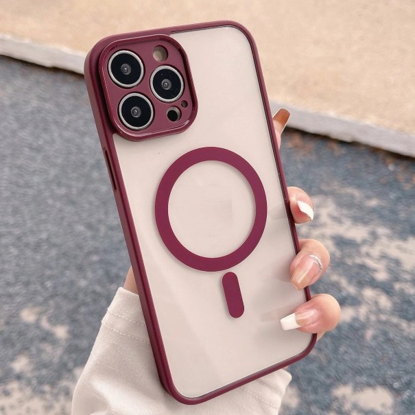 Ochranný kryt s podporou MagSafe pre iPhone 15 Pro Max vínová