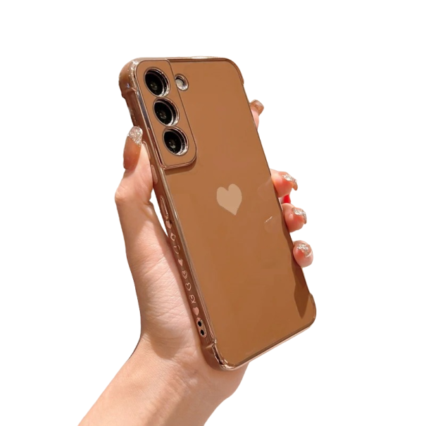 Ochranný kryt se srdcem na Samsung A14 5G hnědá